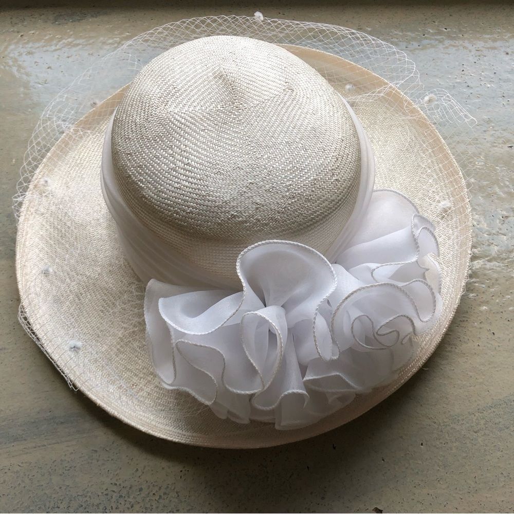 Elegant White Floral Organza Sun Hat for Women